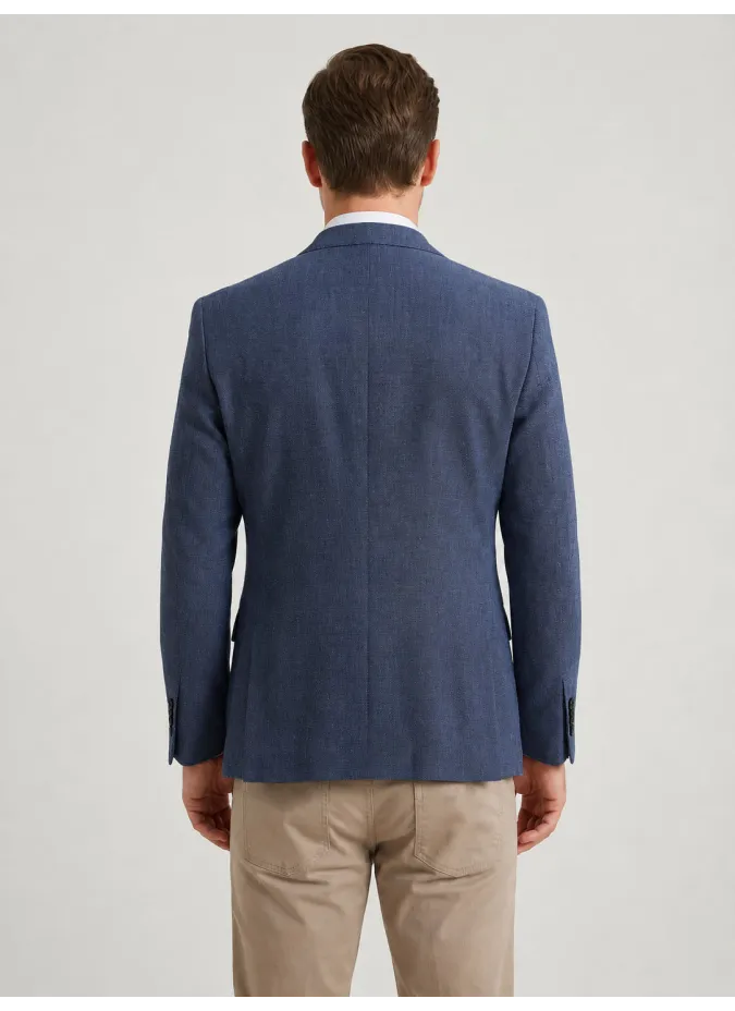 Blazer De Lana Ojo De Perdiz Azul