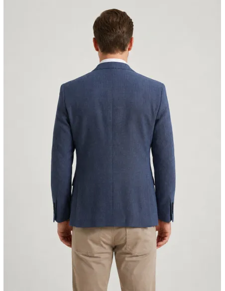 Blazer De Lana Ojo De Perdiz Azul