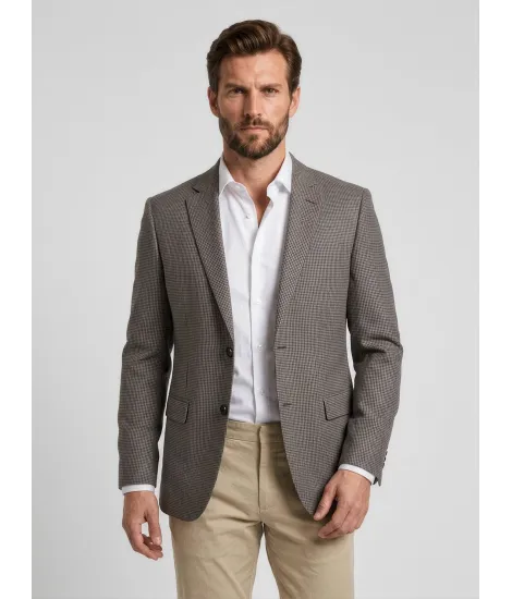 Blazer de Lã Pied Poule Castanho