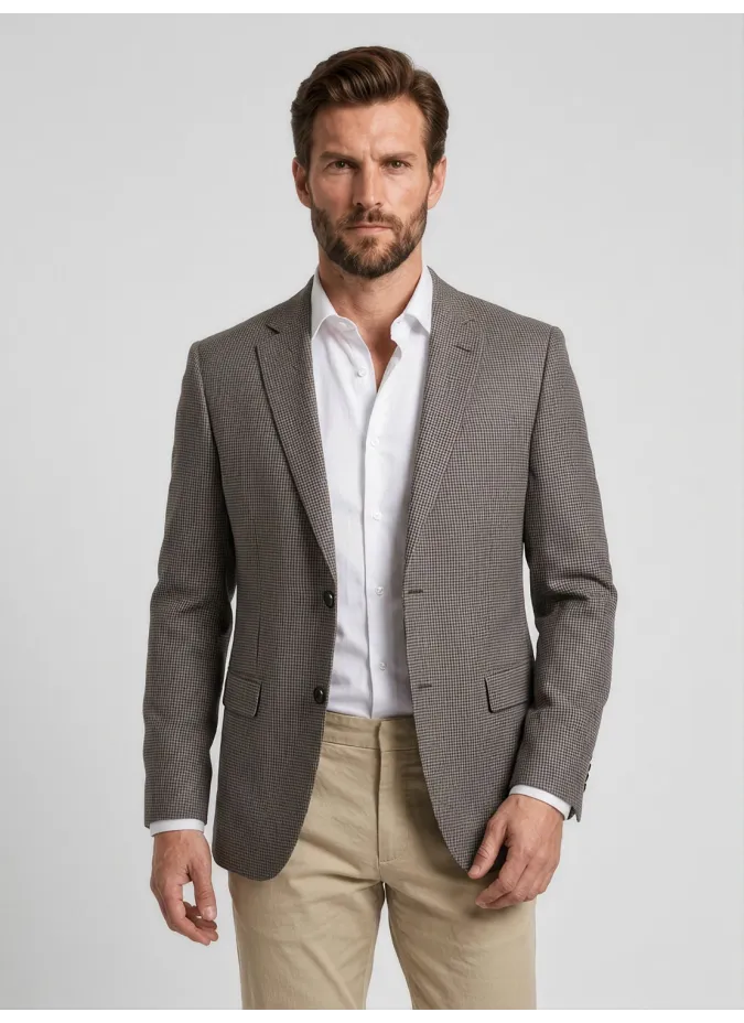 Blazer de Lana Pata de Gallo Marrón
