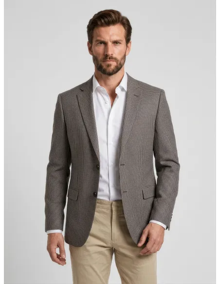 Blazer de Lã Pied Poule Castanho