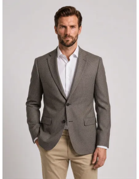 Blazer de Lã Pied Poule Castanho