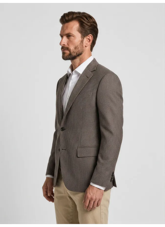 Blazer de Lã Pied Poule Castanho