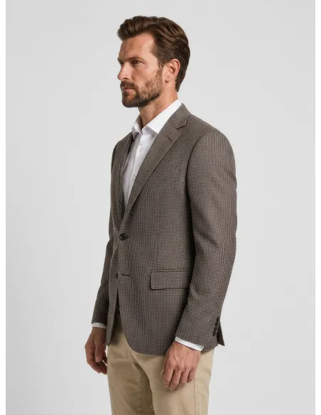Blazer de Lã Pied Poule Castanho