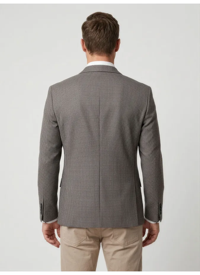 Blazer de Lana Pata de Gallo Marrón