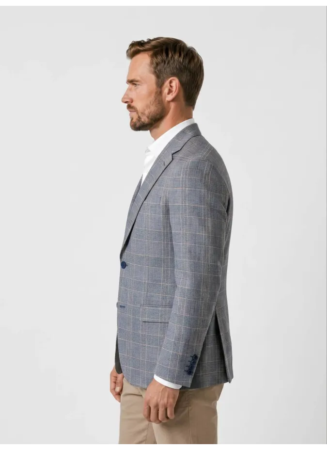 Blazer de Lã Príncipe de Gales Azul