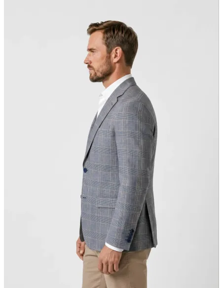 Blazer de lana Príncipe de Gales Azul CLaro
