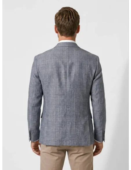 Light Blue Prince of Wales Wool Blazer