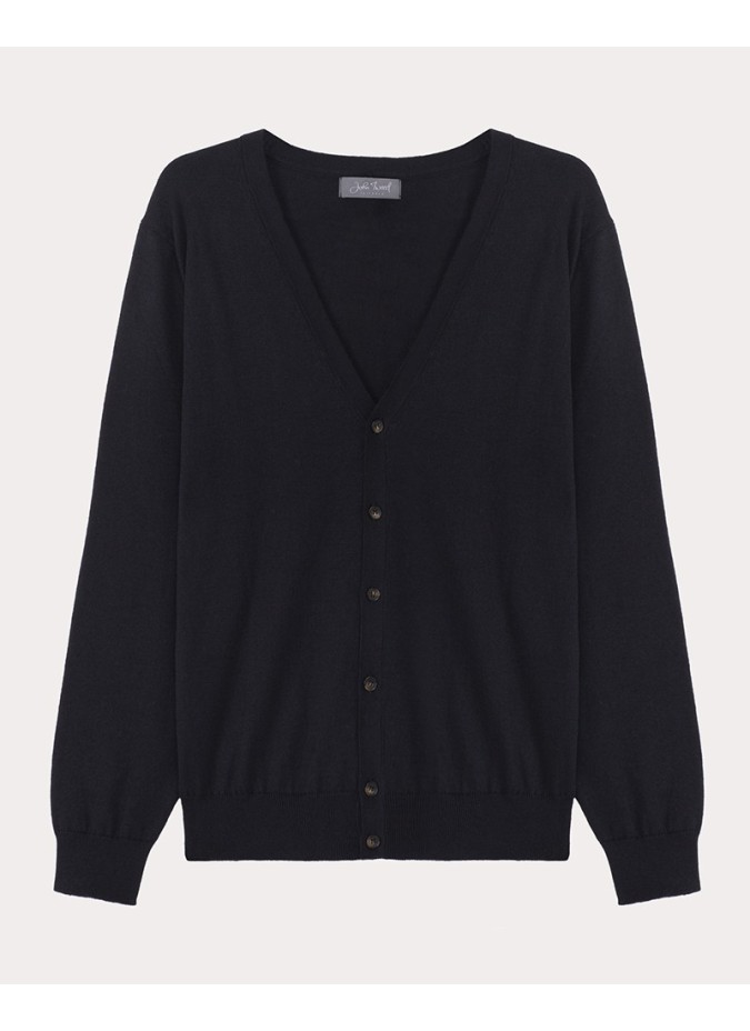 Cardigan de Algodão e Caxemira Azul Marinho