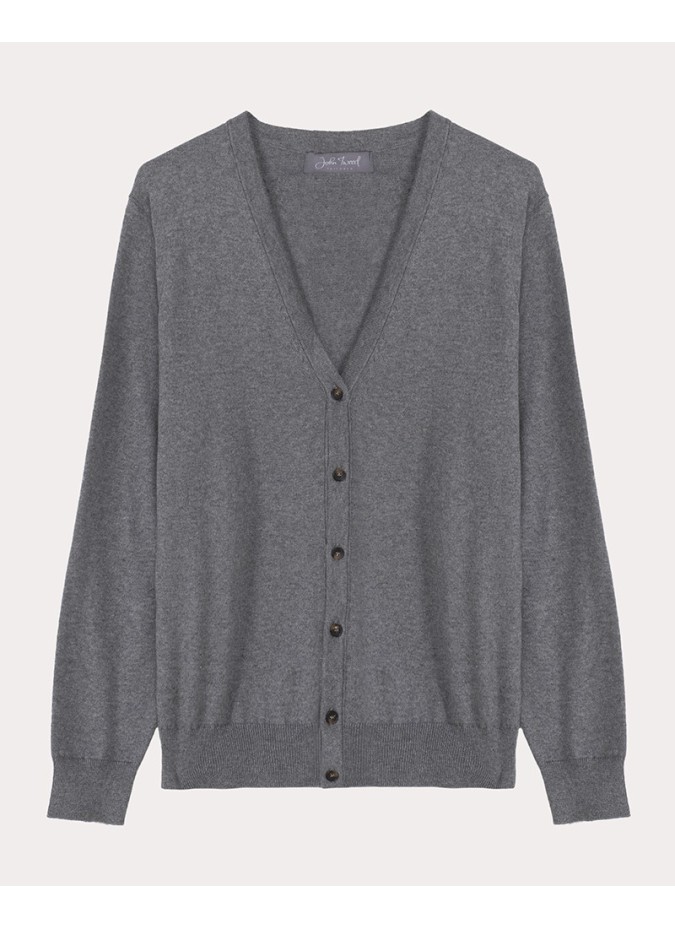 Cardigan de Algodão e Caxemira Cinza