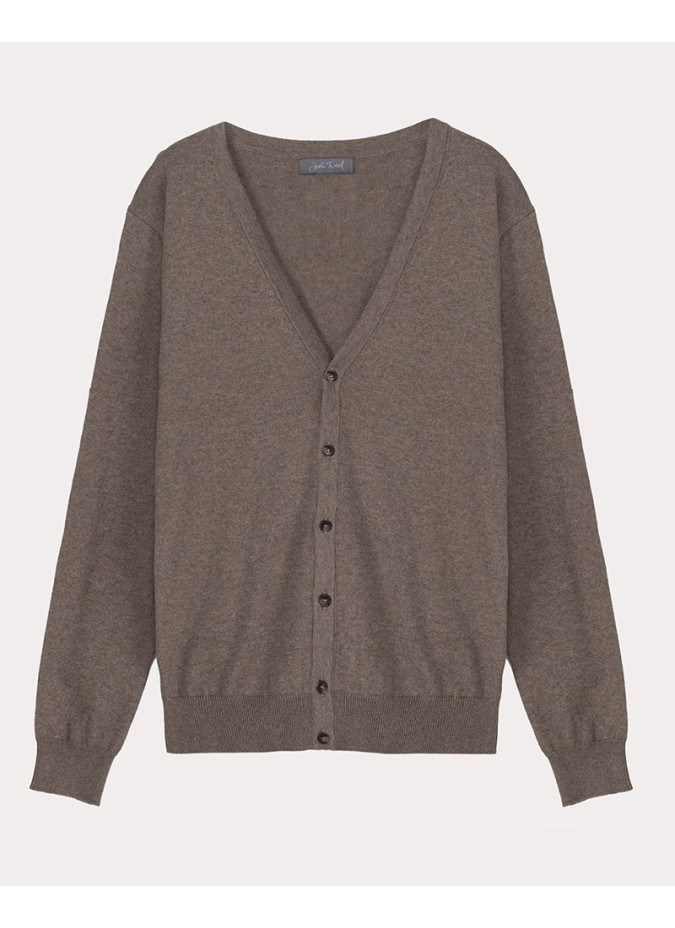 Cardigan de Algodão e Caxemira Camel