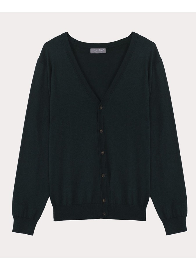 Cardigan de Algodão e Caxemira Verde