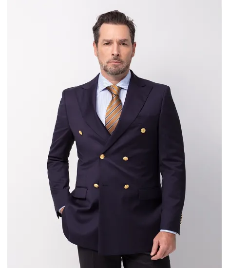 NAVY BLUE CROSSED BLAZER | JOHN TWEED TAILORED
